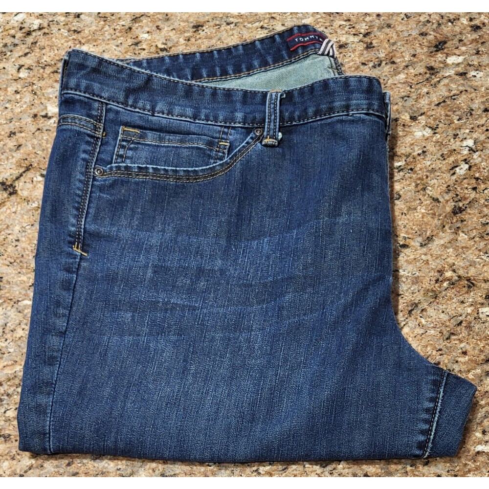 Tommy Hilfiger Jeans Womens 18 Skinny Mid Rise Dark Wash Blue Denim Stretch